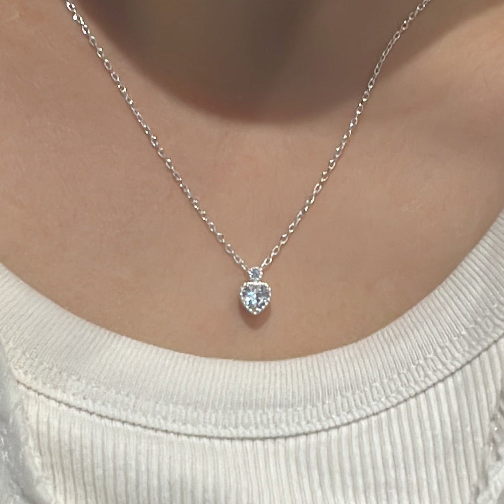 💎 【S925通體純銀】法式愛心單鑽鎖骨鏈 💎