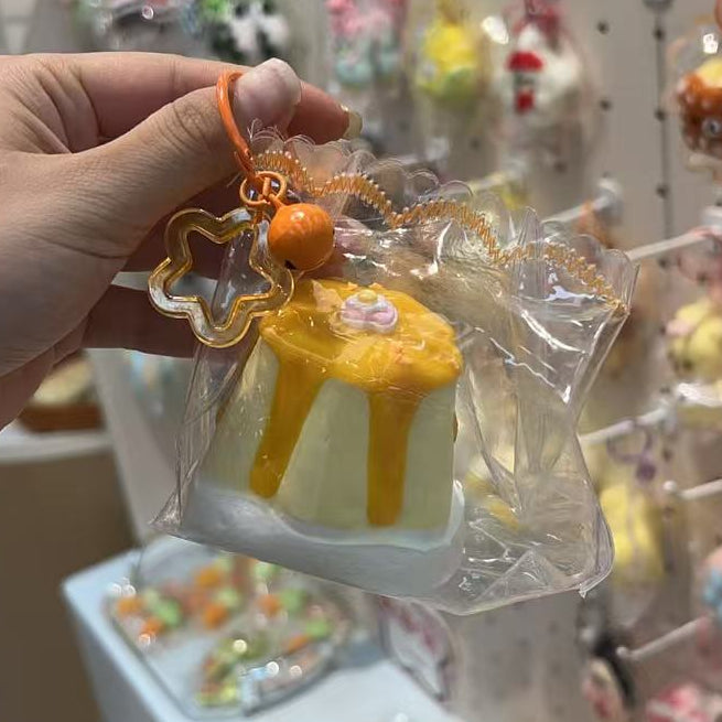 🍮 【日系喫茶風】焦糖流心焦糖布丁慢回彈減壓捏捏樂掛飾 🍮